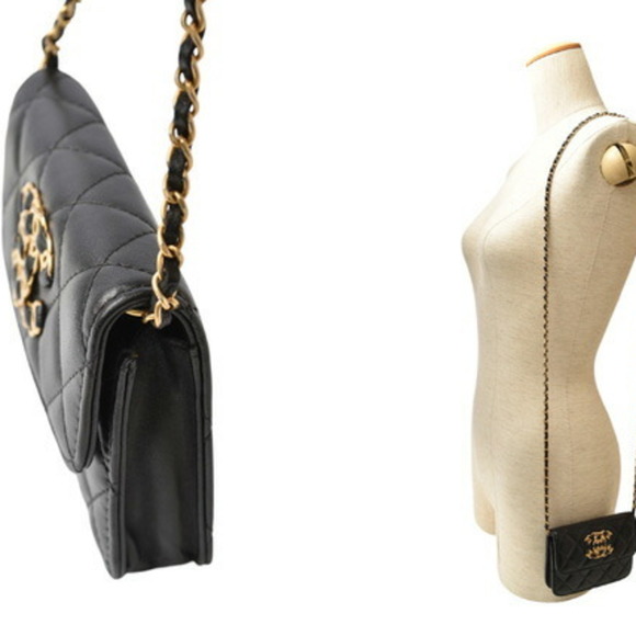 CHANEL Lambskin Wallet with Coin Case & Chain Bag Black - Picture 3 of 14